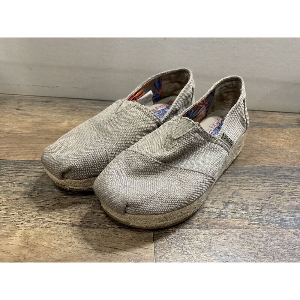 Bobs By Skechers Women's Wedge Shoes Tan Memory Foam High Wm Size 5.5